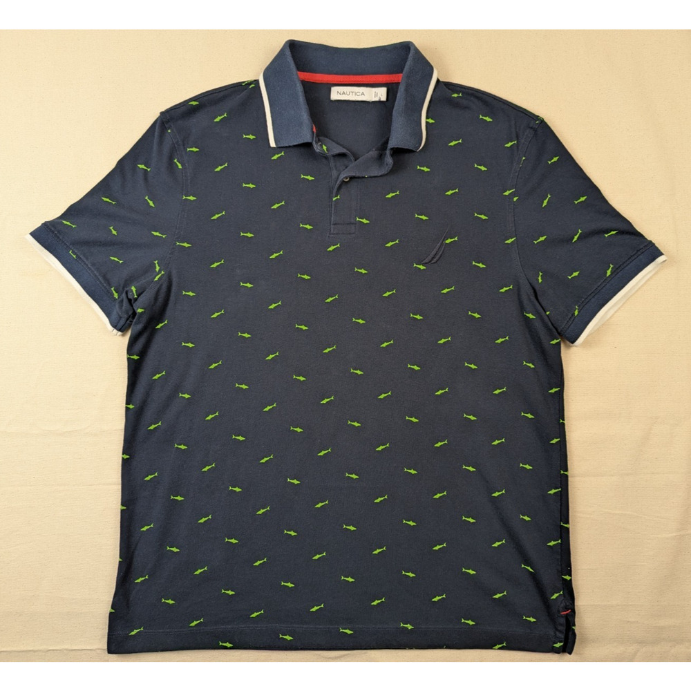 Nautica Polo Shirt Mens Large Shark Navy